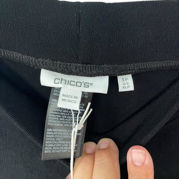 Chico’s Petite Travelers Wide Leg Pocket Pants Size 3 16/18 XL Black NEW Stretch - Picture 5 of 9
